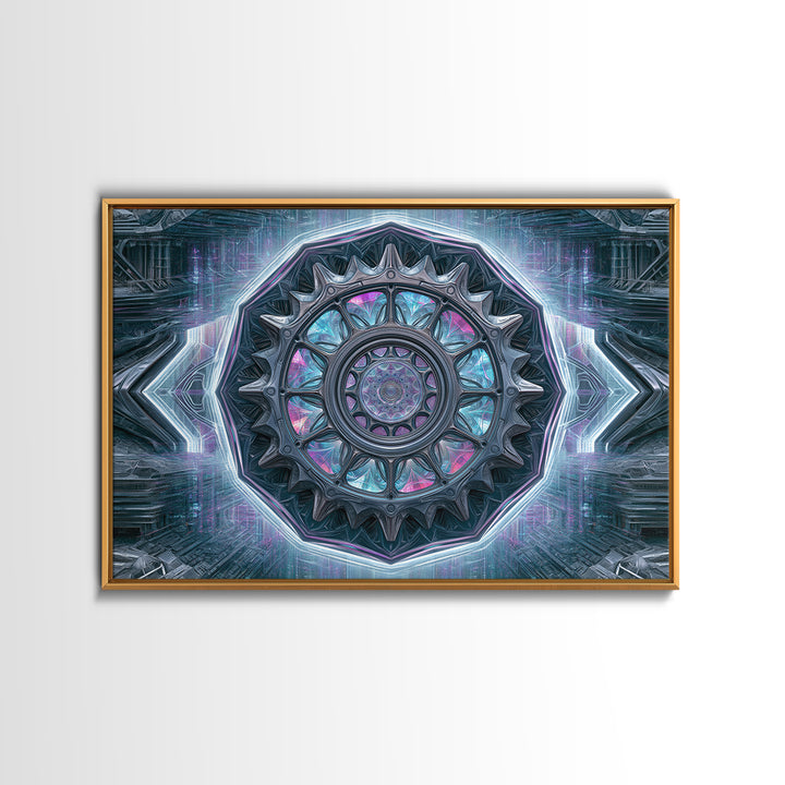 Cogwheel Mandala in Bronze and Teal Canvas Print, Steampunk Art, Minimalist Decor, Living Room Decor, Fine Art, Mechanic, STE-3x2-68