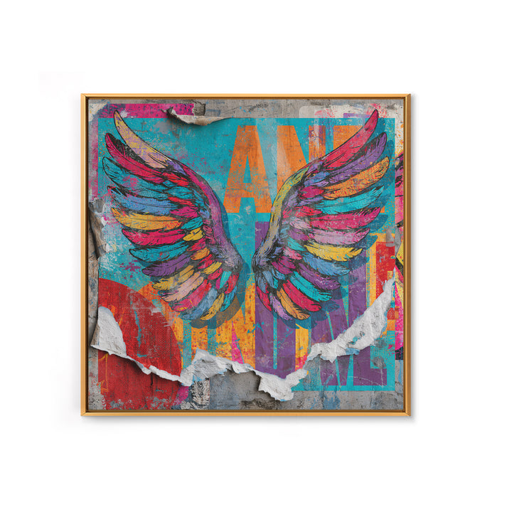 Graffiti Angel Wings Framed Canvas Print, Street Art, Room Decor, Living Room Decor, Fine Art, Urban, Original Painting, STR-1x1-29
