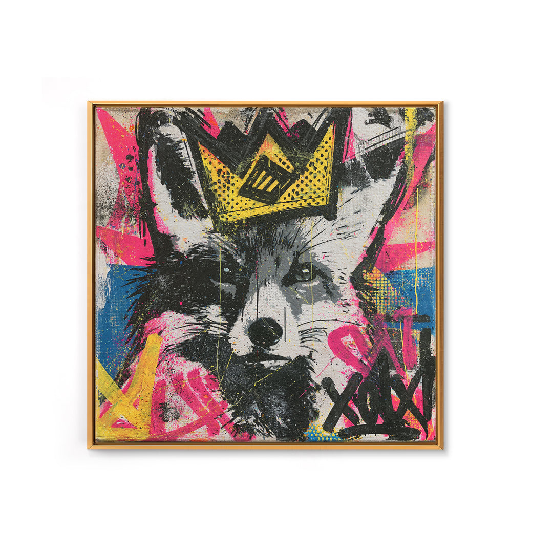 Urban Fox Wearing a Crown of Spray Canvas Print, Street Art, Contemporary Art, Living Room Decor, Fine Art, Urban, STR-1x1-50