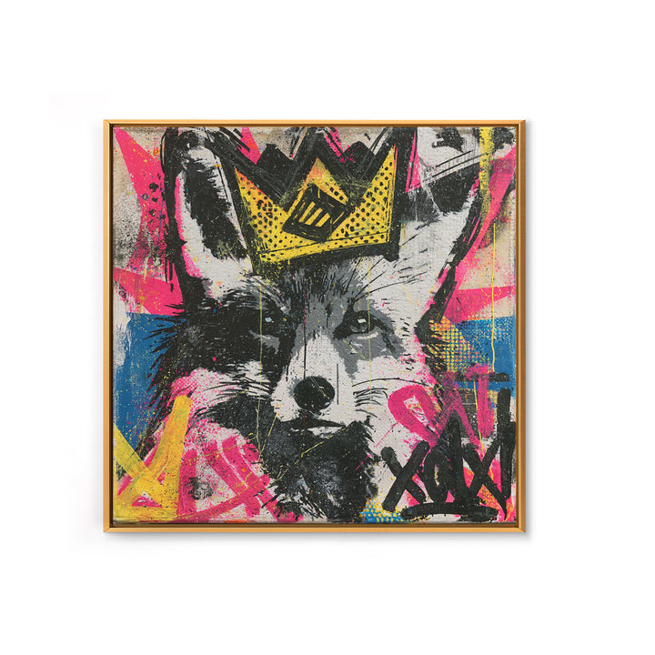 Urban Fox Wearing a Crown of Spray Canvas Print, Street Art, Contemporary Art, Living Room Decor, Fine Art, Urban, STR-1x1-50