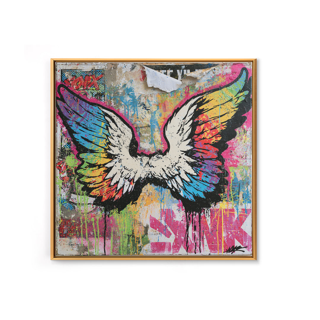 Graffiti Angel Wings Canvas Print, Street Art, Poster, Living Room Decor, Fine Art, Urban, Poster Prints, Watercolor Painting, STR-1x1-77
