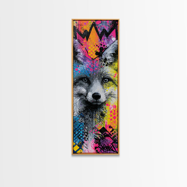 Urban Fox Wearing a Crown of Spray Canvas Print, Street Art, Gallery Decor, Living Room Decor, Fine Art, Urban, Wall Art, STR-1x3-38