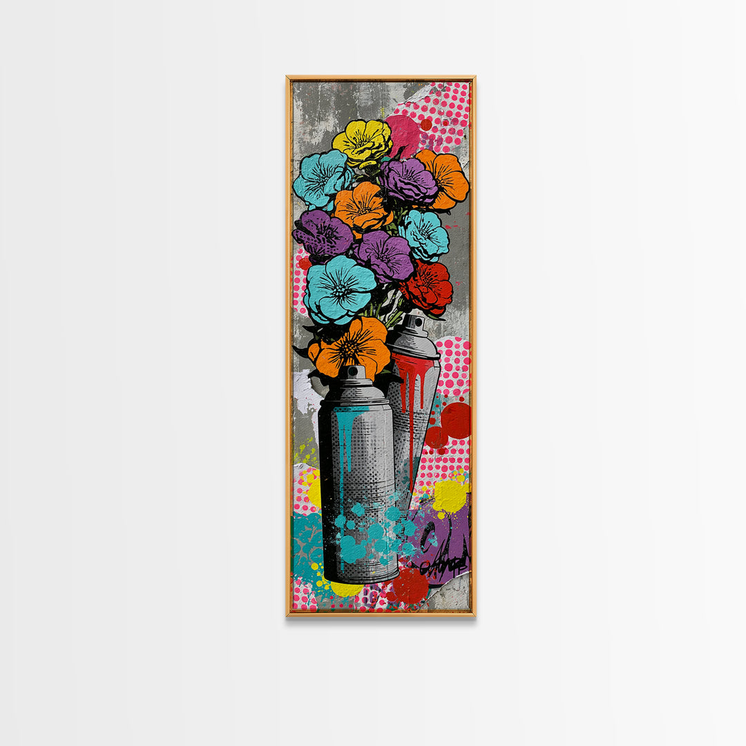 Spray Can Bouquet Canvas Print, Street Art, Anime Art, Living Room Decor, Abstract Art, Urban, Art Print, Textured Painting, STR-1x3-51