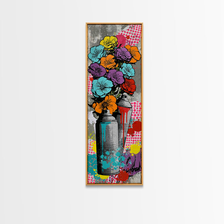 Spray Can Bouquet Canvas Print, Street Art, Anime Art, Living Room Decor, Abstract Art, Urban, Art Print, Textured Painting, STR-1x3-51