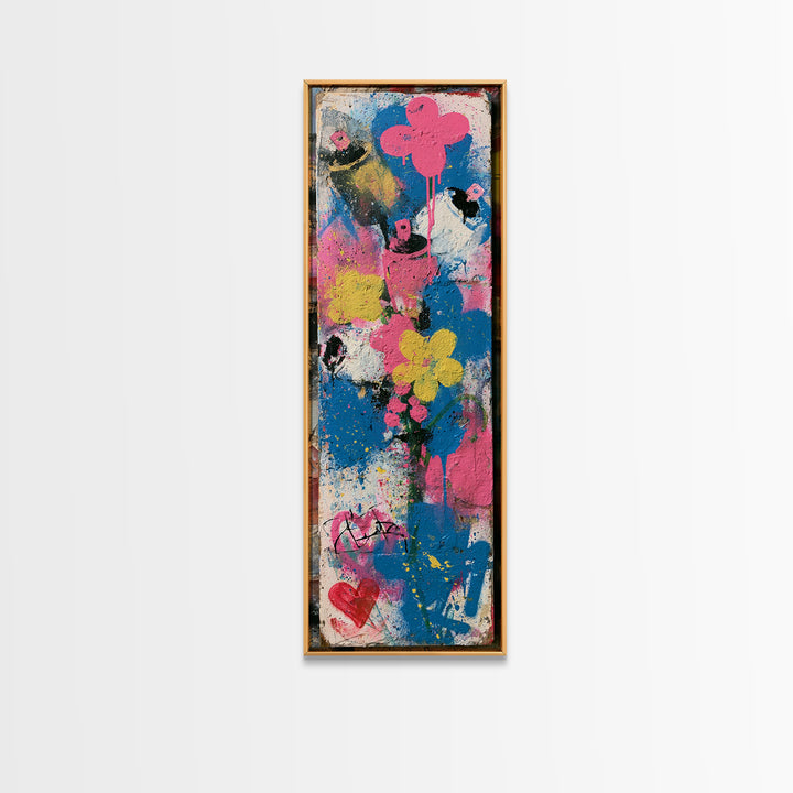 Spray Can Bouquet Framed Canvas Print, Street Art, Neutral Decor, Living Room Decor, Fine Art, Urban, Home Decor, Poster, STR-1x3-75