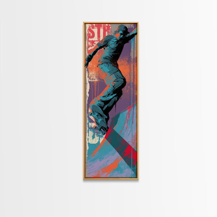 Skate Ramp Pattern Canvas Print, Street Art, Boho Decor, Living Room Decor, Oil Painting, Urban, Custom Portrait, Wall Hangings, STR-1x3-82