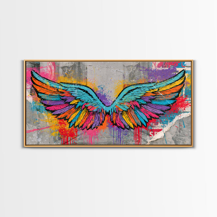 Graffiti Angel Wings Canvas Print, Street Art, Abstract Art, Living Room Decor, Fine Art, Urban, Anime Art, Original Artwork, STR-2x1-73
