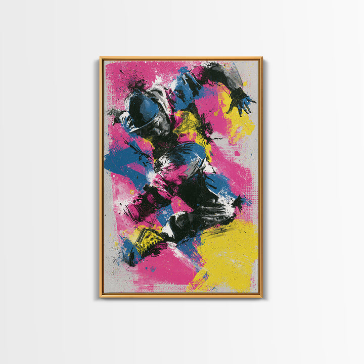 Breakdancer Frozen in Energetic Motion Canvas Print, Street Art, Art, Living Room Decor, Fine Art, Urban, Watercolor Painting, STR-2x3-50