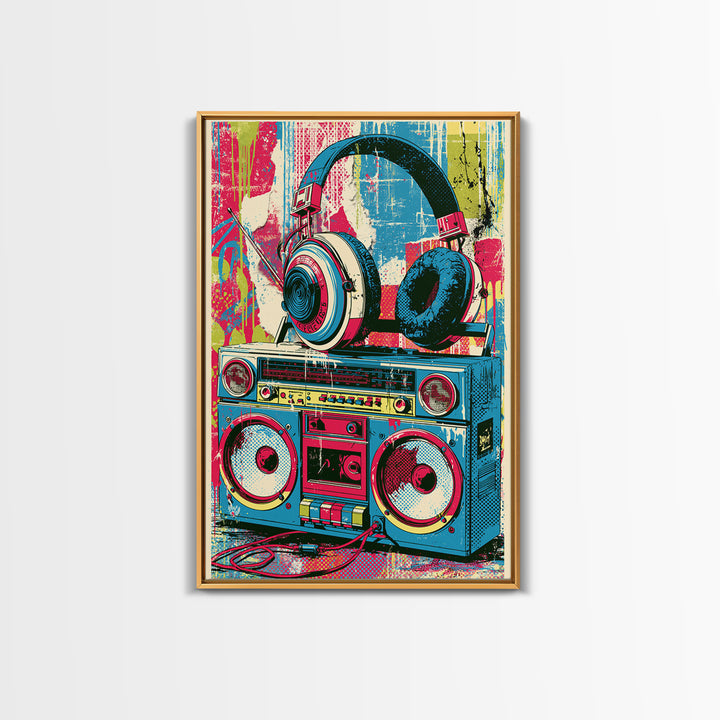 Boombox and Headphones Canvas Print, Street Art, Canvas Print, Living Room Decor, Fine Art, Urban, Graffiti Art, Gallery Decor, STR-2x3-65