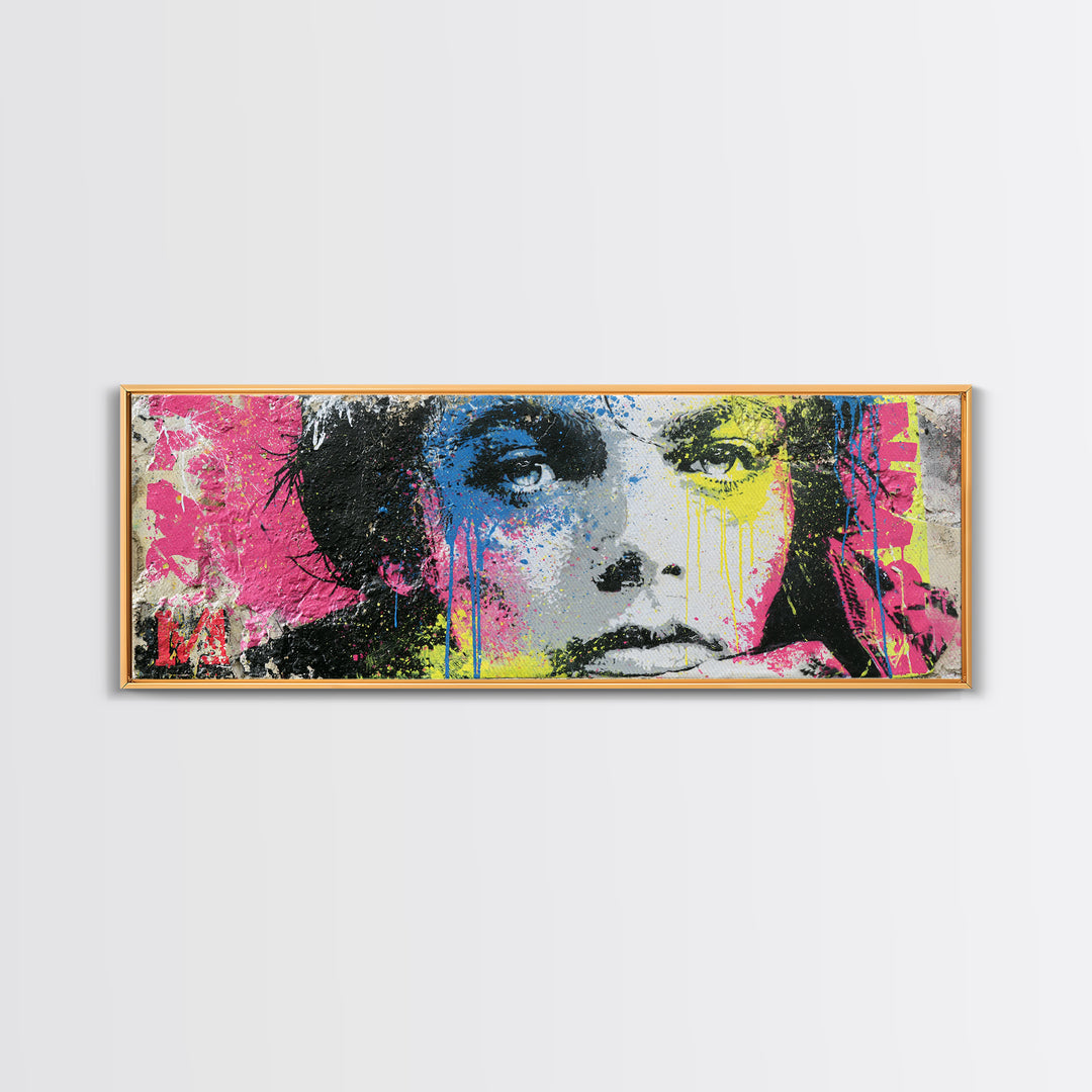 Bold Stencil Portrait Canvas Print, Street Art, Graffiti Art, Living Room Decor, Fine Art, Urban, Minimalist Decor, Wall Art, STR-3x1-41