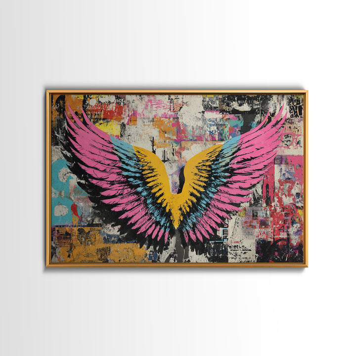 Graffiti Angel Wings Canvas Print, Street Art, Contemporary Art, Living Room Decor, Fine Art, Urban, Textured Painting, STR-3x2-57