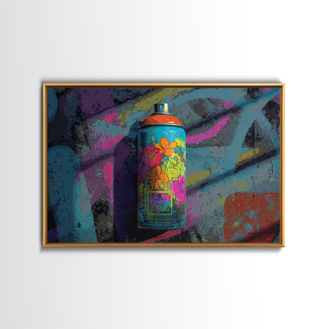 Spray Can Bouquet Canvas Print, Street Art, Living Room Decor, Watercolor Art, Urban, Bar Art, Canvas Painting, STR-3x2-67