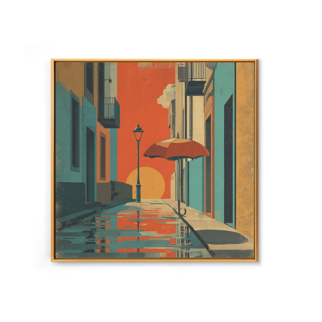 London Rainy Street Umbrella Graphic Canvas Print, Travel Poster(2), Colorful Wall Art, Living Room Decor, Fine Art, Voyage, TPO-1x1-10
