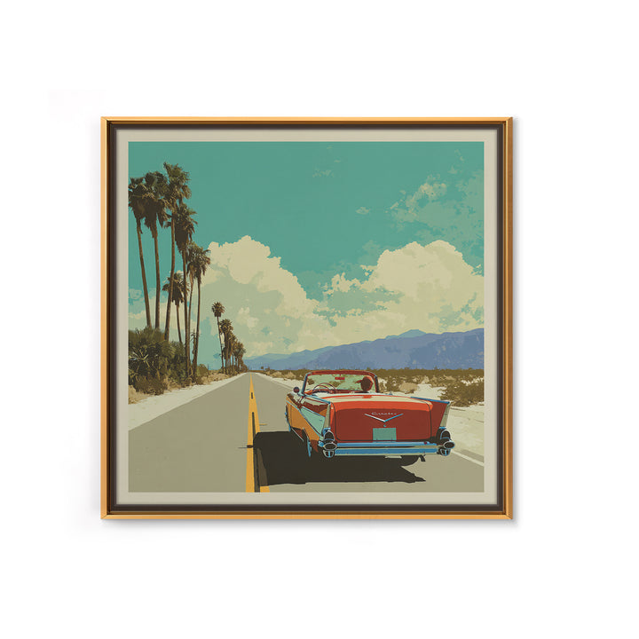 Route 66 Desert Road Framed Canvas Print, Travel Poster(2), Downloadable Prints, Living Room Decor, Watercolor Art, Voyage, TPO-1x1-39