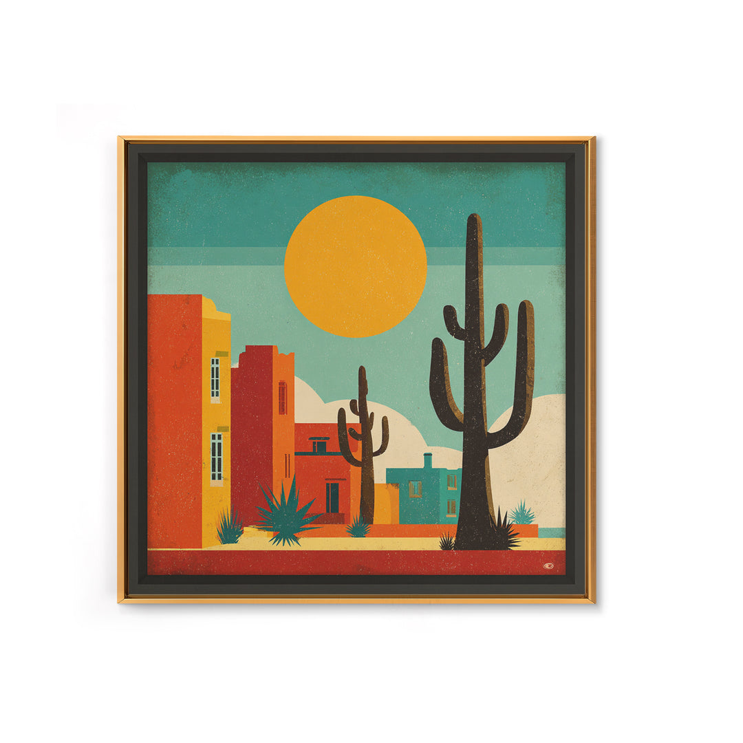 Mexico Cactus and Sun Travel Poster Canvas Print, Travel Poster(2), Wall Decor, Living Room Decor, Fine Art, Voyage, Wall Art, TPO-1x1-69