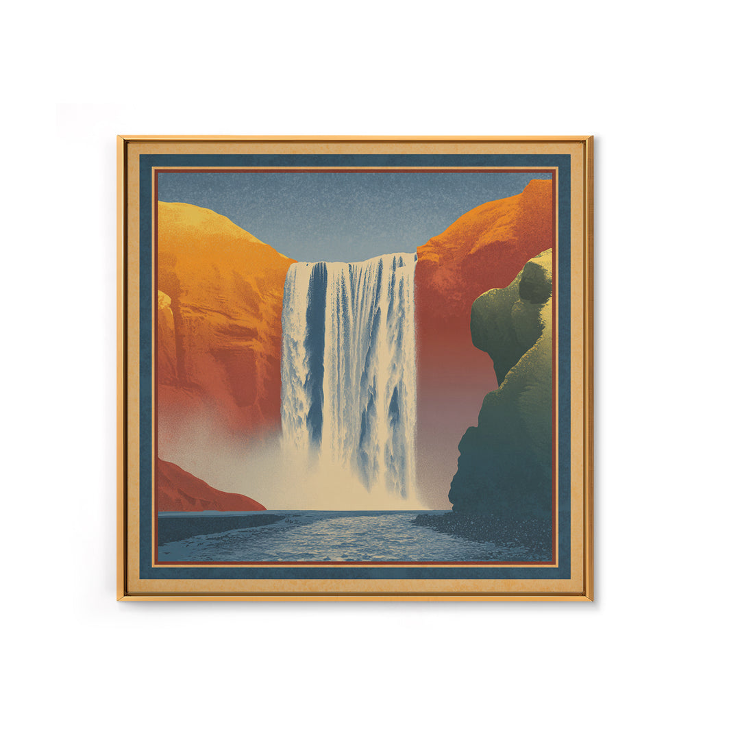 Iceland Waterfall and Northern Lights Canvas Print, Travel Poster(2), Neutral Decor, Living Room Decor, Fine Art, Voyage, TPO-1x1-86