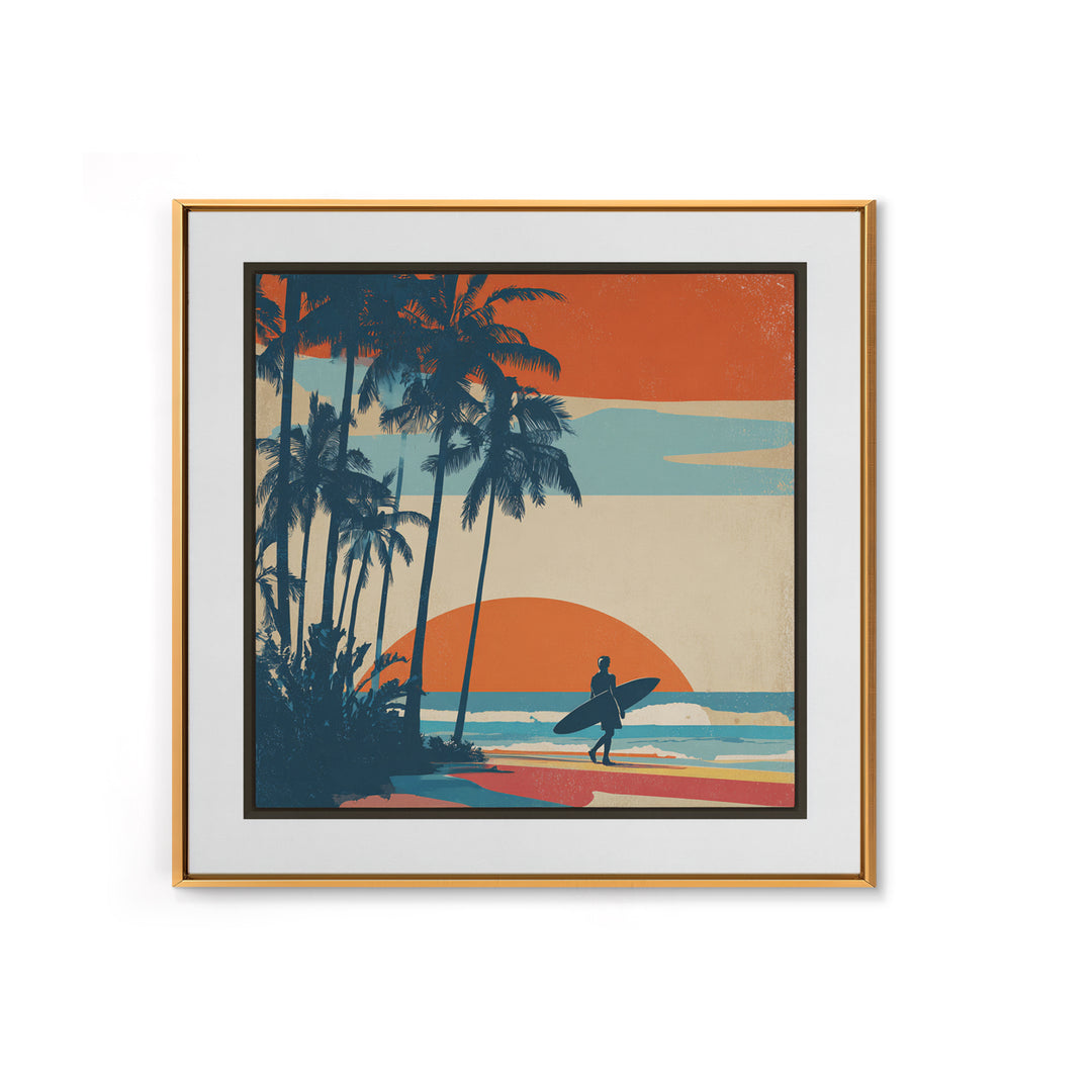 Hawaii Surf and Palm Tree Poster Canvas Print, Travel Poster(2), Digital Poster, Living Room Decor, Fine Art, Voyage, TPO-1x1-9