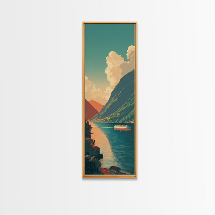 Norway Fjord Cruise Poster Framed Canvas Print, Travel Poster(2), Gallery Wall Set, Living Room Decor, Fine Art, Voyage, TPO-1x3-58