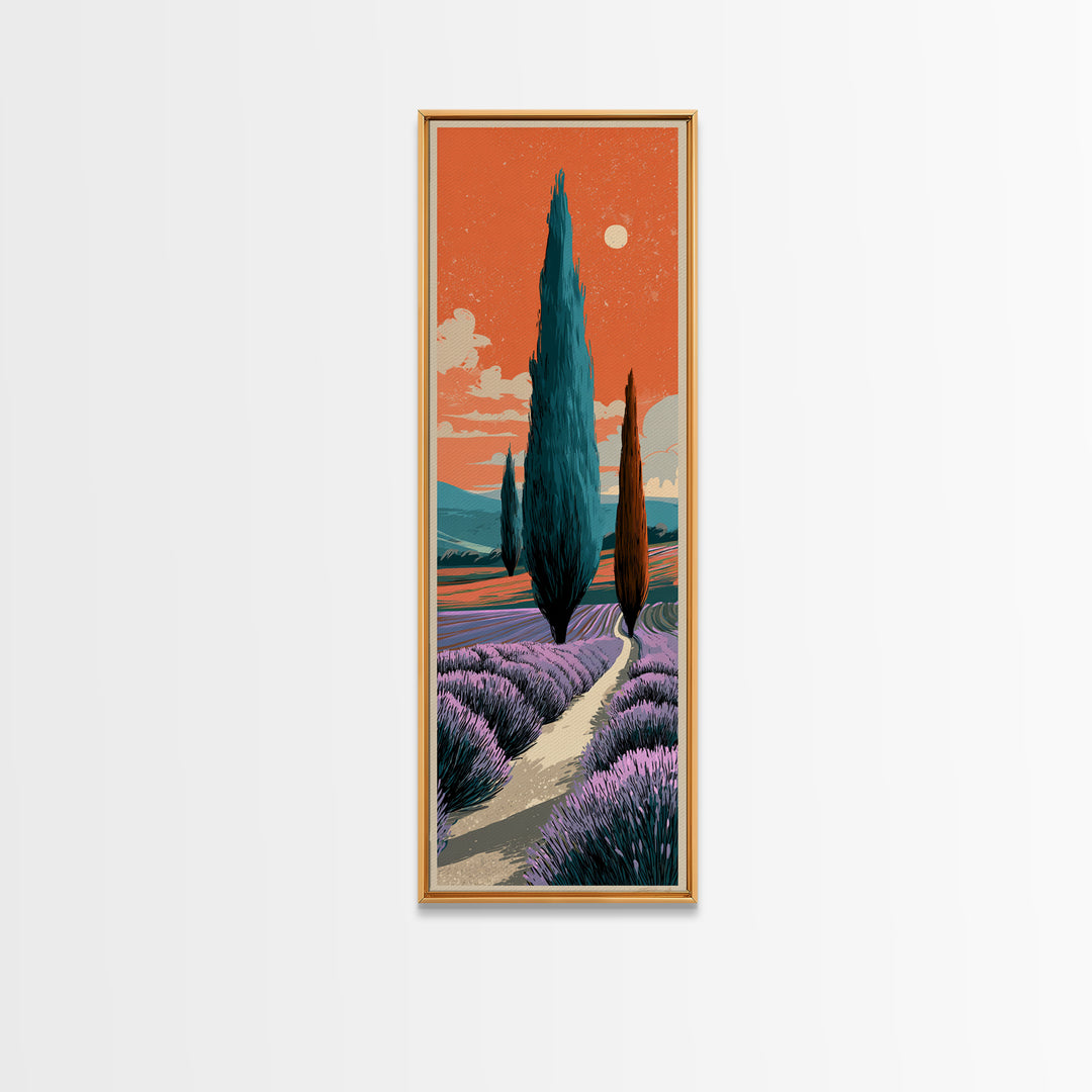 Provence Lavender Field Poster Canvas Print, Travel Poster(2), Retro Wall Art, Living Room Decor, Fine Art, Voyage, Map Print, TPO-1x3-59