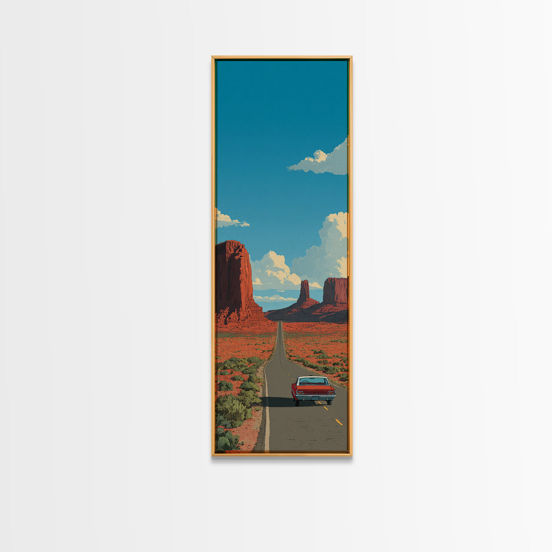 Route 66 Desert Road Canvas Print, Travel Poster(2), Travel Poster, Living Room Decor, Fine Art, Voyage, Textured Painting, TPO-1x3-99