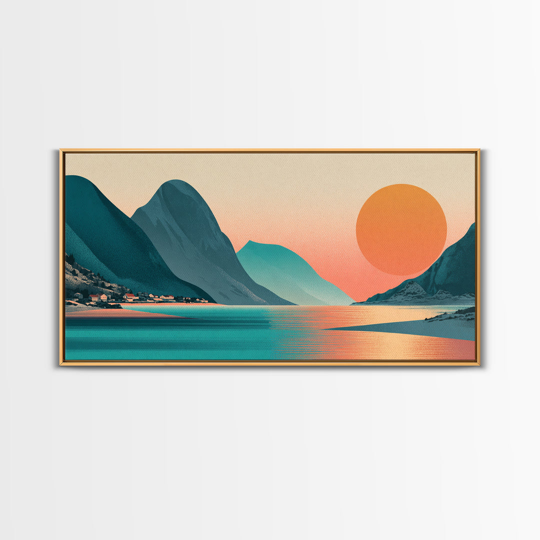 Norway Fjord Cruise Poster Framed Canvas Print, Travel Poster(2), Fine Art Print, Living Room Decor, Fine Art, Voyage, TPO-2x1-18