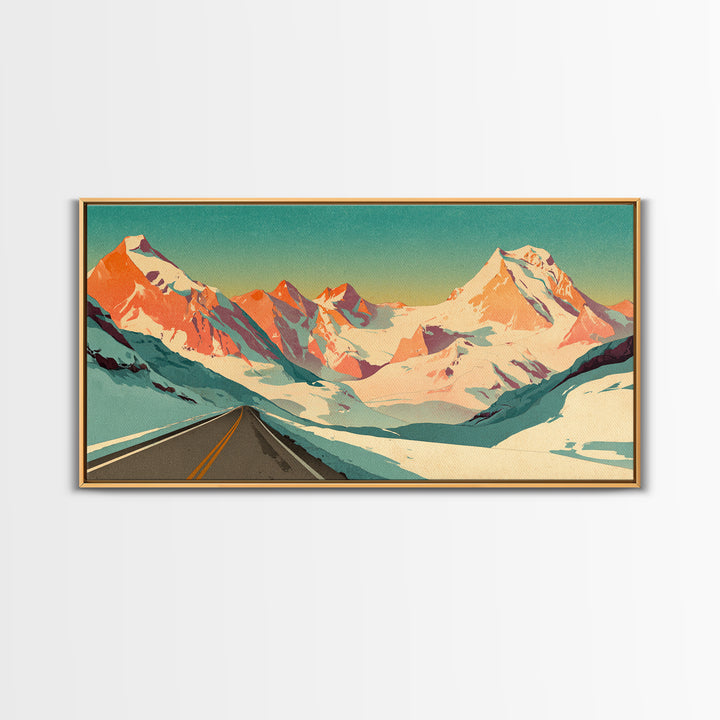 Swiss Alps Ski Poster Framed Canvas Print, Travel Poster(2), Minimalist Decor, Living Room Decor, Voyage, Printable Art, TPO-2x1-28