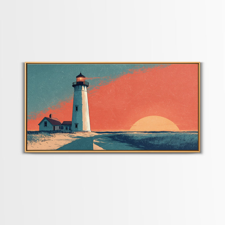 Cape Cod Lighthouse Summer Poster Canvas Print, Travel Poster(2), Room Decor, Living Room Decor, Fine Art, Voyage, Travel Gift, TPO-2x1-62
