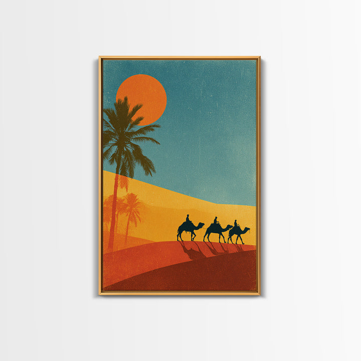 Moroccan Desert Caravan Travel Poster Canvas Print, Travel Poster(2), Gallery Decor, Living Room Decor, Oil Painting, Voyage, TPO-2x3-15