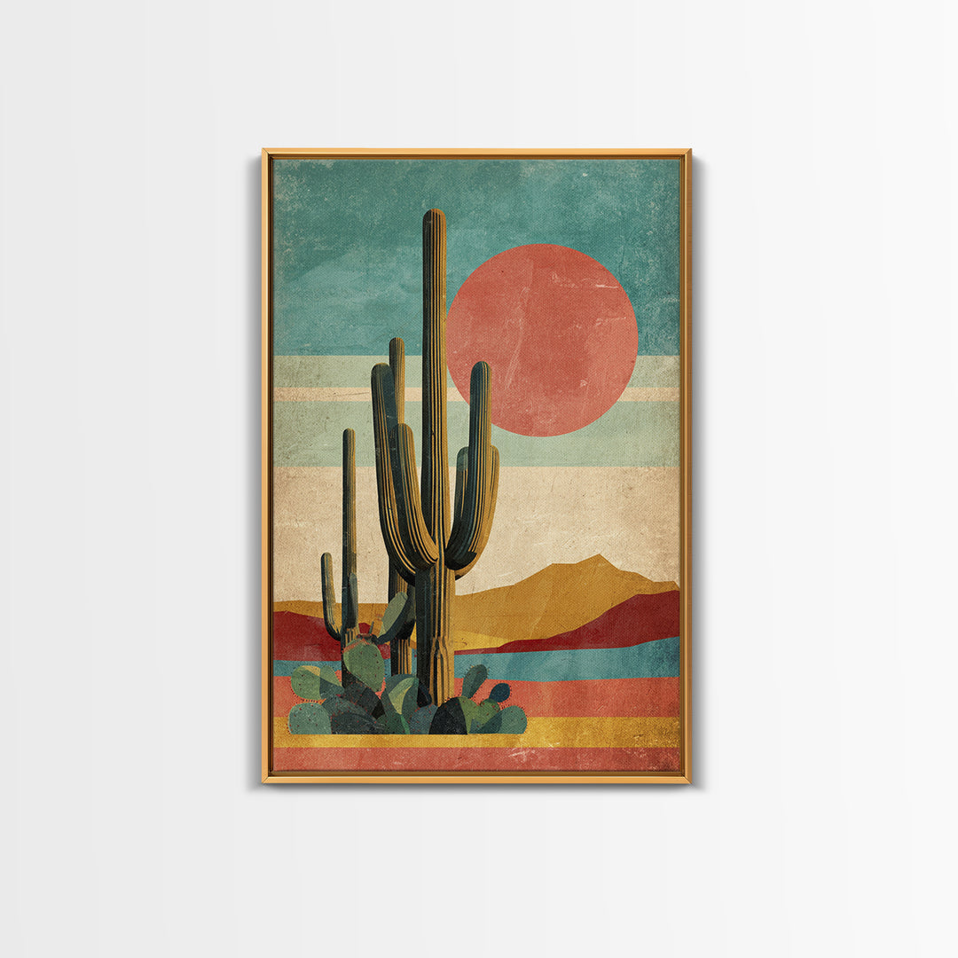 Mexico Cactus and Sun Travel Poster Canvas Print, Travel Poster(2), Home Decor, Living Room Decor, Voyage, Coastal Wall Art, TPO-2x3-29