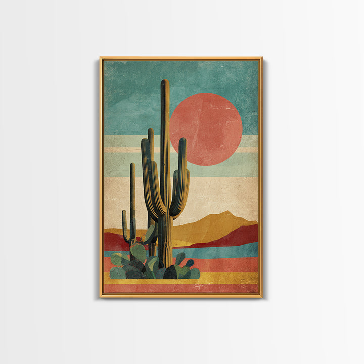 Mexico Cactus and Sun Travel Poster Canvas Print, Travel Poster(2), Home Decor, Living Room Decor, Voyage, Coastal Wall Art, TPO-2x3-29