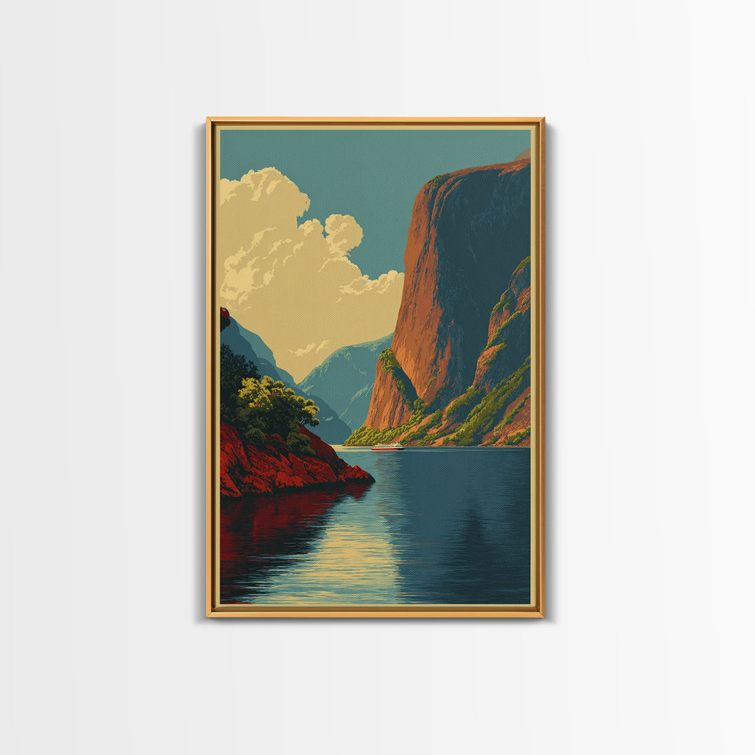 Norway Fjord Cruise Poster Framed Canvas Print, Travel Poster(2), Boho Decor, Living Room Decor, Fine Art, Voyage, Art Print, TPO-2x3-30