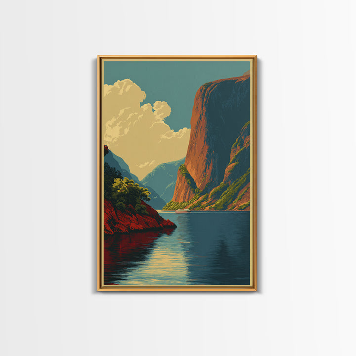 Norway Fjord Cruise Poster Framed Canvas Print, Travel Poster(2), Boho Decor, Living Room Decor, Fine Art, Voyage, Art Print, TPO-2x3-30