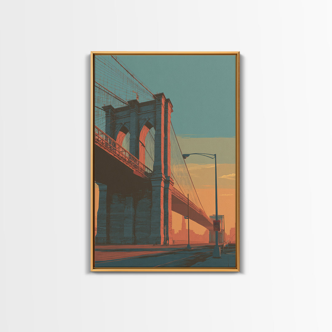 New York Bridge at Sunrise Canvas Print, Travel Poster(2), Printable Wall Art, Living Room Decor, Voyage, Downloadable Prints, TPO-2x3-86