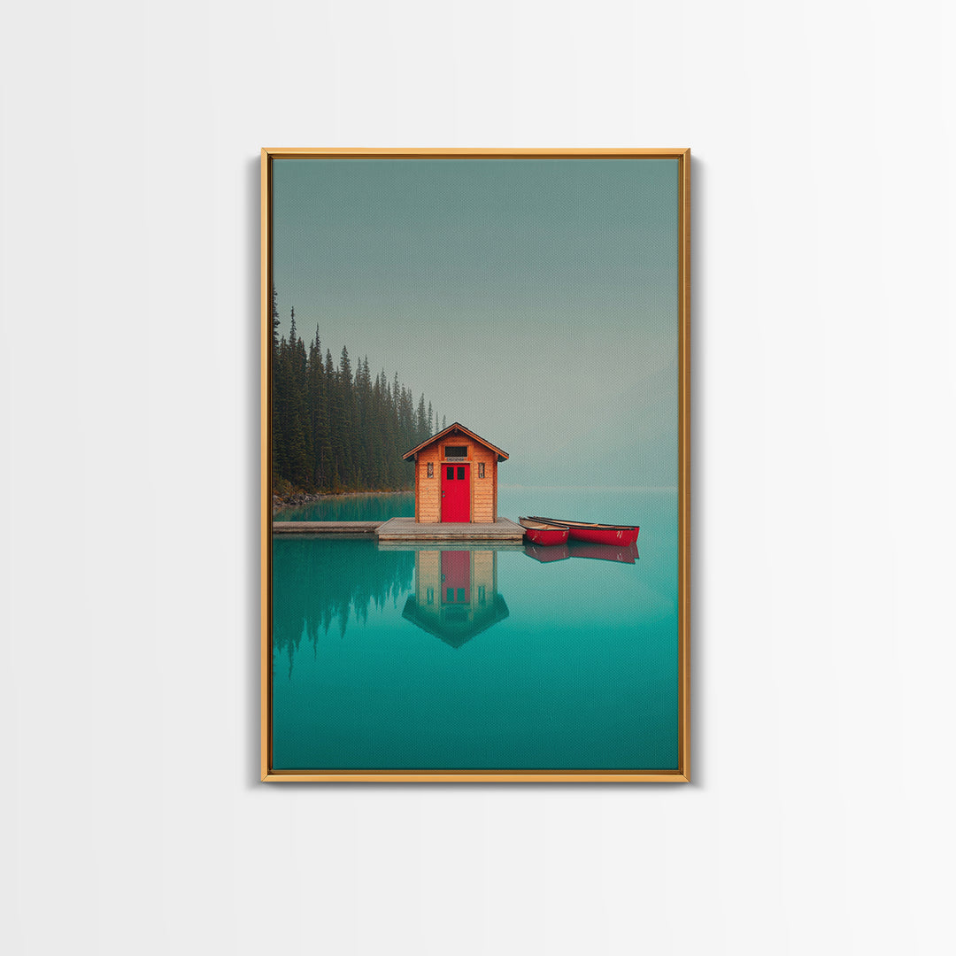 Banff Lake with Turquoise Water Canvas Print, Travel Poster(2), Set of 3 Wall Art, Living Room Decor, Fine Art, Voyage, TPO-2x3-99