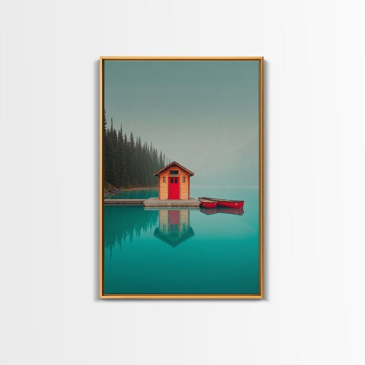 Banff Lake with Turquoise Water Canvas Print, Travel Poster(2), Set of 3 Wall Art, Living Room Decor, Fine Art, Voyage, TPO-2x3-99