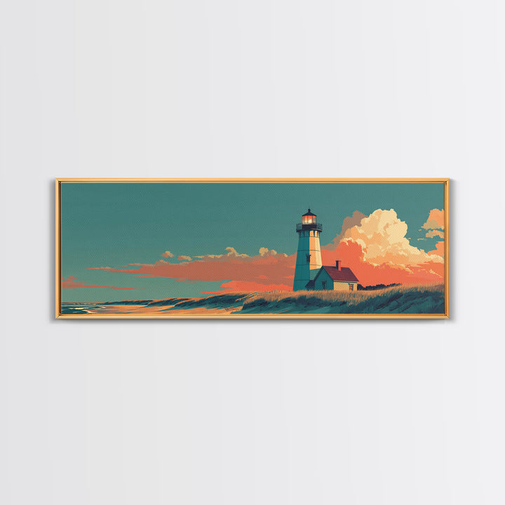 Cape Cod Lighthouse Summer Poster Canvas Print, Travel Poster(2), Digital Wall Art, Living Room Decor, Fine Art, Voyage, TPO-3x1-34