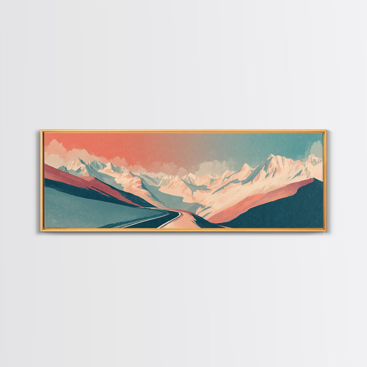 Swiss Alps Ski Poster Framed Canvas Print, Travel Poster(2), Wall Art, Living Room Decor, Voyage 272, Set of Wall Art, TPO-3x1-72