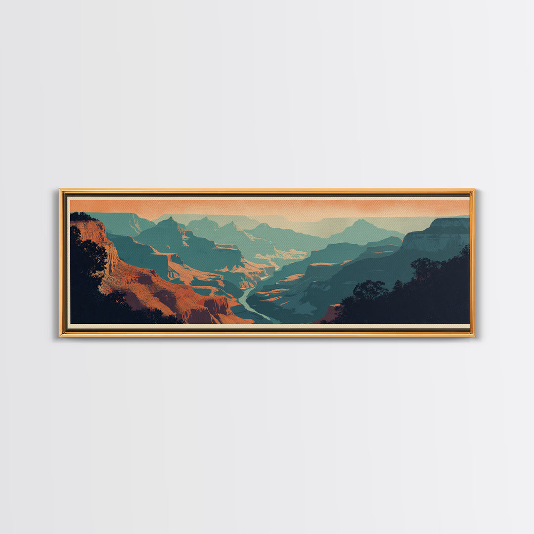 Grand Canyon Sunset Canvas Print, Travel Poster(2), Digital Print, Living Room Decor, Fine Art, Voyage, Mid Century Wall Art, TPO-3x1-75