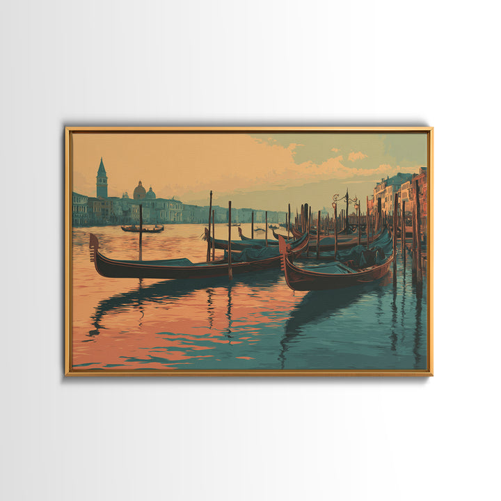 Venice Gondola Silhouette Canvas Print, Travel Poster(2), Living Room Wall Art, Living Room Decor, Voyage, City Wall Art, TPO-3x2-16