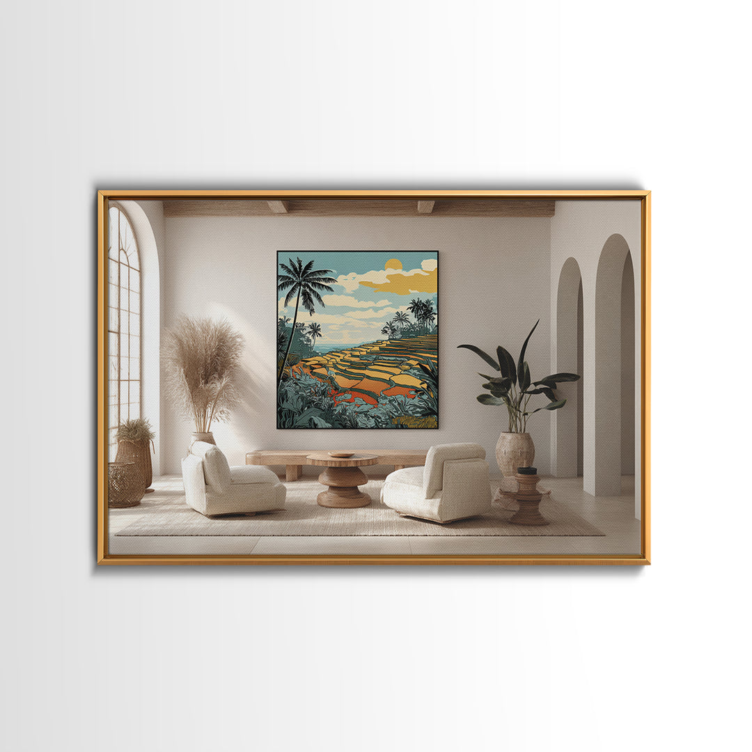Bali Rice Terraces and Jungle Palms Canvas Print, Travel Poster(2), Poster Print, Living Room Decor, Fine Art, Voyage, TPO-3x2-17