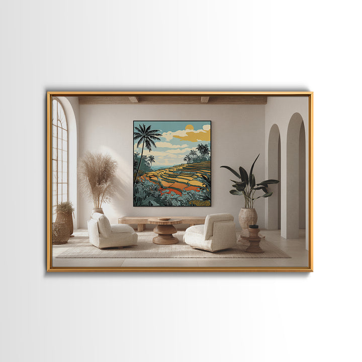 Bali Rice Terraces and Jungle Palms Canvas Print, Travel Poster(2), Poster Print, Living Room Decor, Fine Art, Voyage, TPO-3x2-17