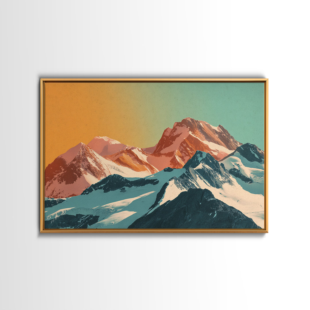 Swiss Alps Ski Poster Framed Canvas Print, Travel Poster(2), Downloadable Prints, Living Room Decor, Fine Art, Voyage, TPO-3x2-36