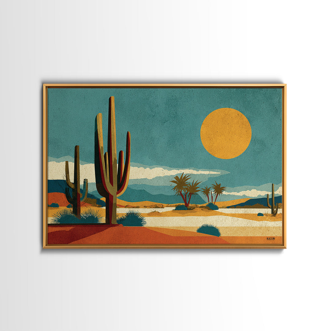 Mexico Cactus and Sun Travel Poster Canvas Print, Travel Poster(2), Map Print, Living Room Decor, Fine Art, Voyage, Boho Decor, TPO-3x2-49