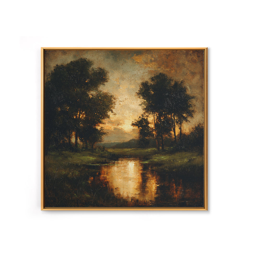 Classic Oil Painted Landscape Framed Canvas Print, Traditional Art, Modern Decor, Living Room Decor, Fine Art, Classic, TRA-1x1-1