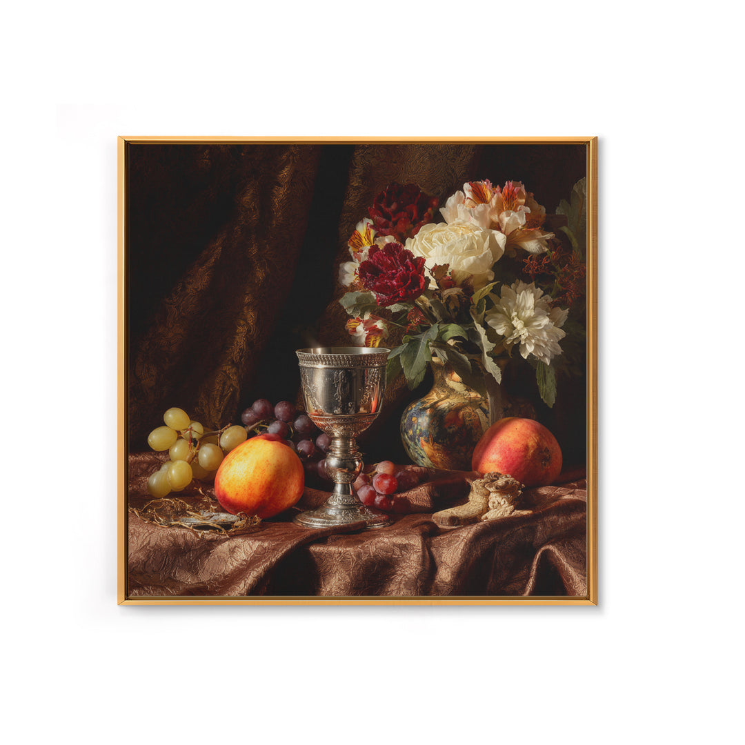Dutch Fruit and Silver Goblet Still Life Canvas Print, Traditional Art, Pokemon Poster, Living Room Decor, Classic, Art Print, TRA-1x1-100