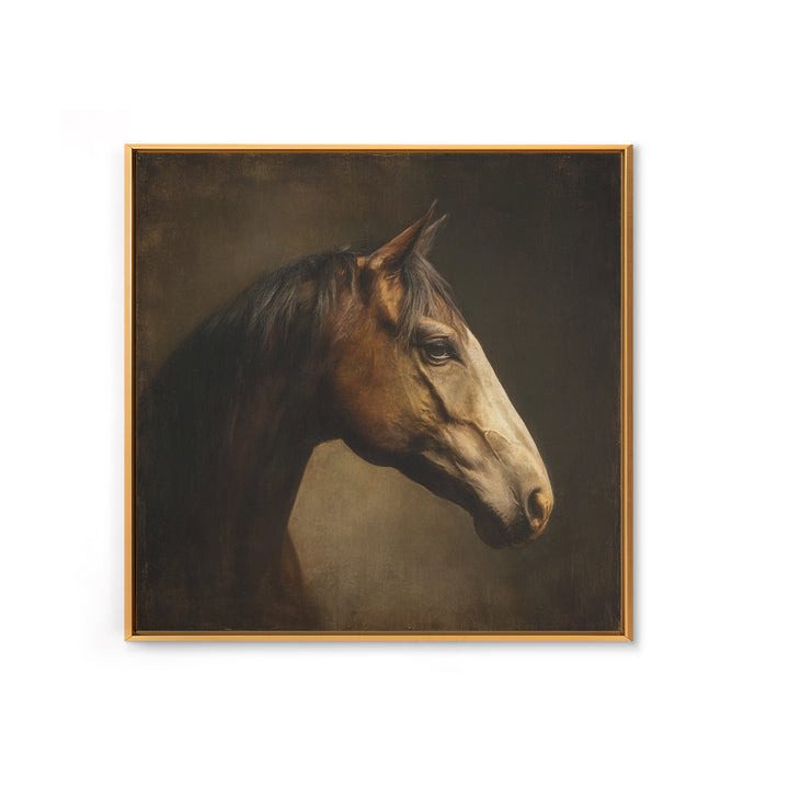 Realistic Horse Portrait Framed Canvas Print, Traditional Art, Art Commissions, Living Room Decor, Fine Art, Classic, TRA-1x1-27