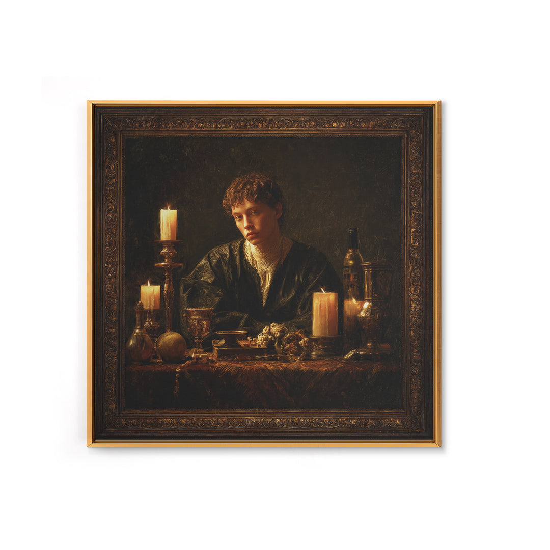 Classical Portrait with Dignified Lighting Framed Canvas Print, Traditional Art, Gallery Decor, Living Room Decor, Classic, TRA-1x1-32