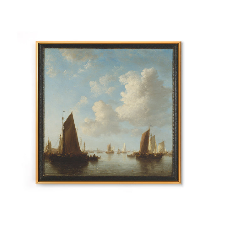 Seascape with Sailboats and Cloudy Sky Canvas Print, Traditional Art, Fine Art Print, Living Room Decor, Fine Art, Classic, TRA-1x1-5