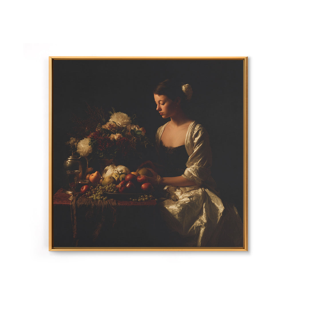 Classical Portrait with Dignified Lighting Framed Canvas Print, Traditional Art, Boho, Living Room Decor, Fine Art, Classic, TRA-1x1-56
