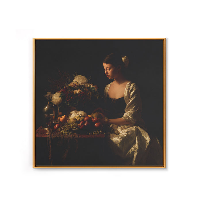 Classical Portrait with Dignified Lighting Framed Canvas Print, Traditional Art, Boho, Living Room Decor, Fine Art, Classic, TRA-1x1-56